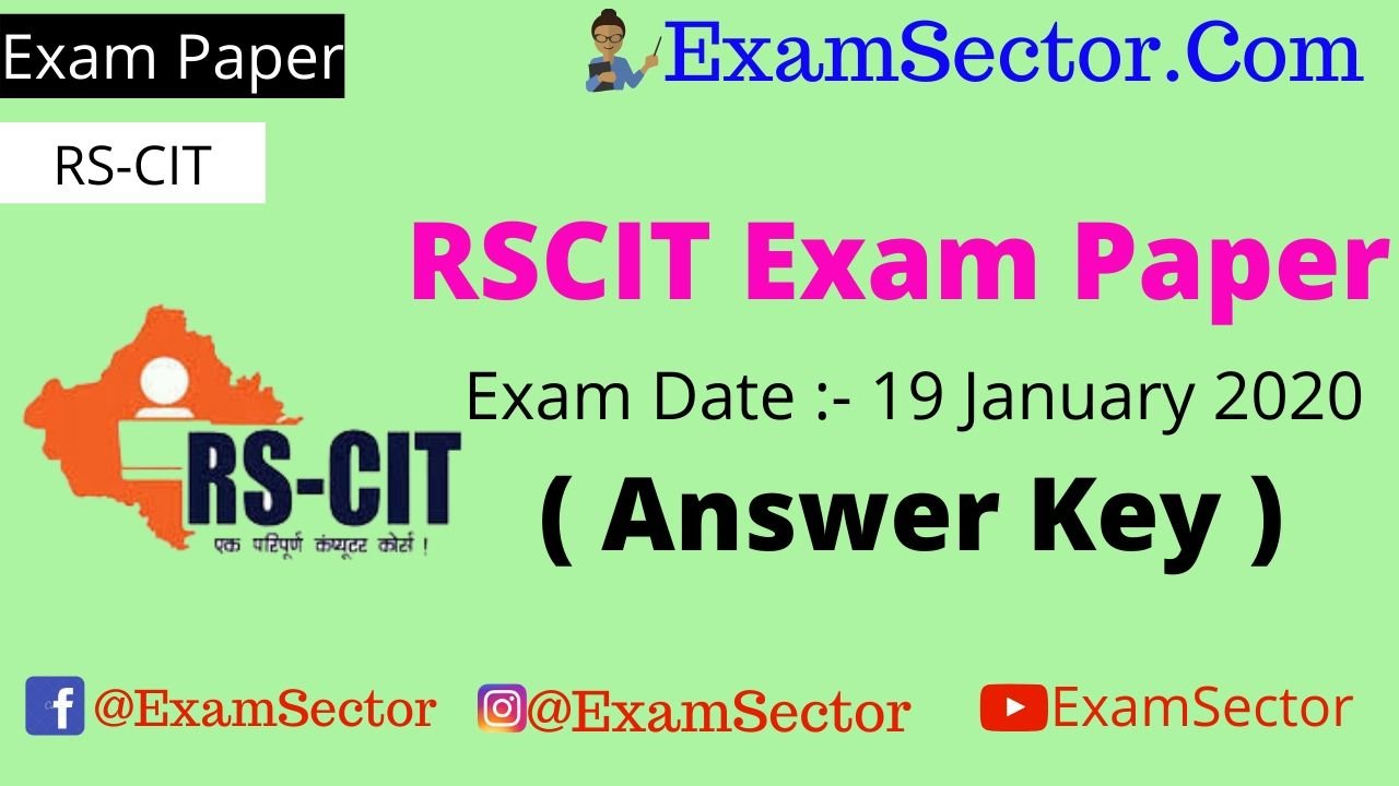 RSCIT Exam Paper 19 January 2020 ( Answer Key ) ,