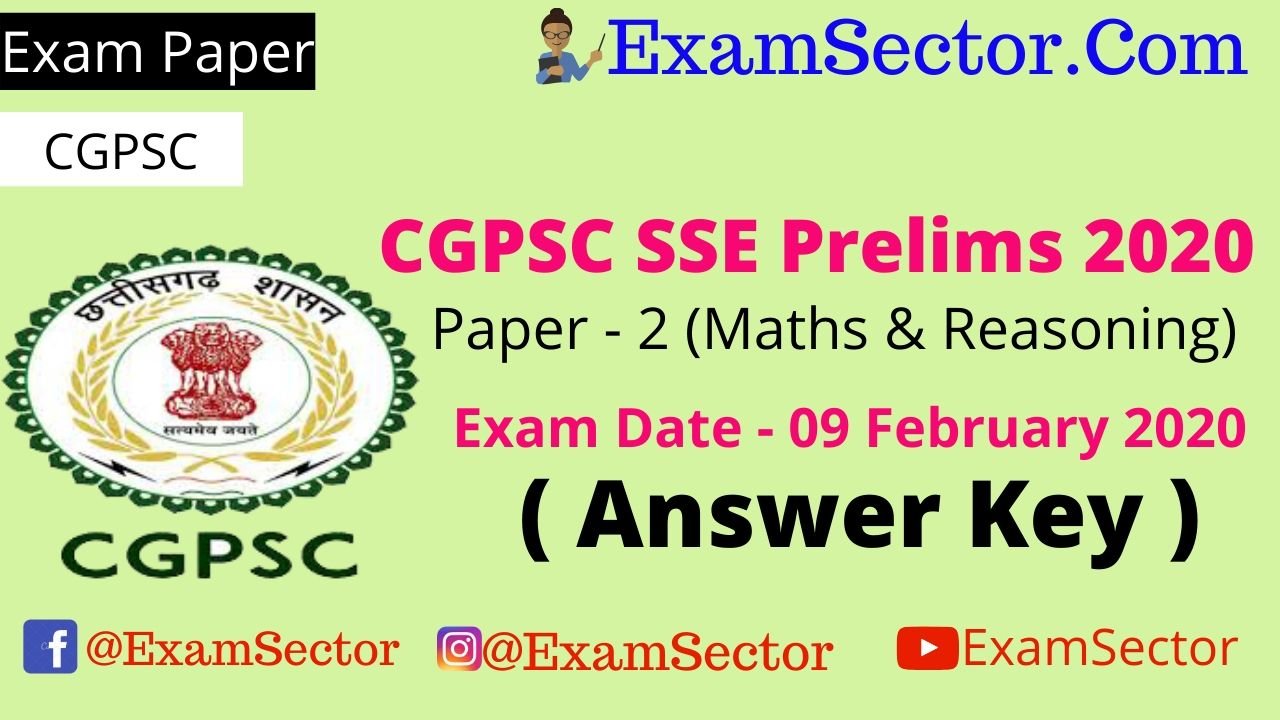 CGPSC Pre Exam Paper - 2 | 09 February 2020 ,