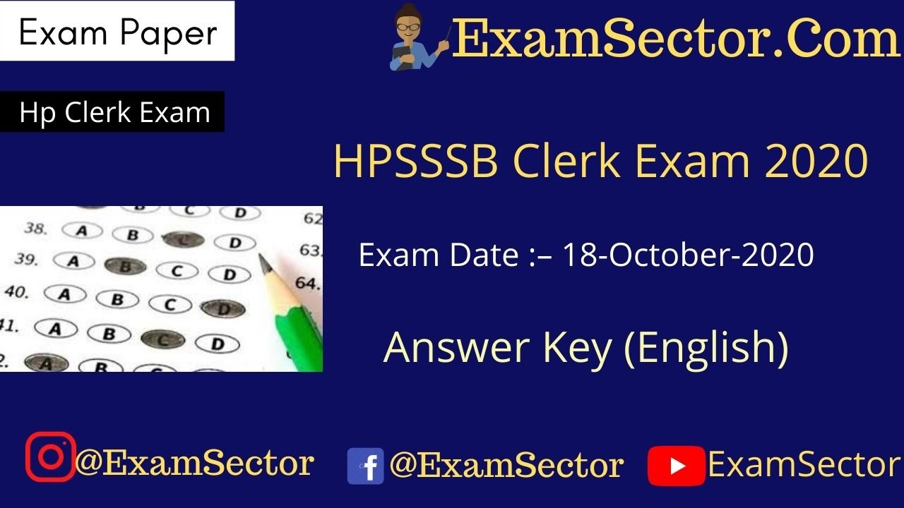 HPSSC Clerk Exam 18 October 2020 Answer Key