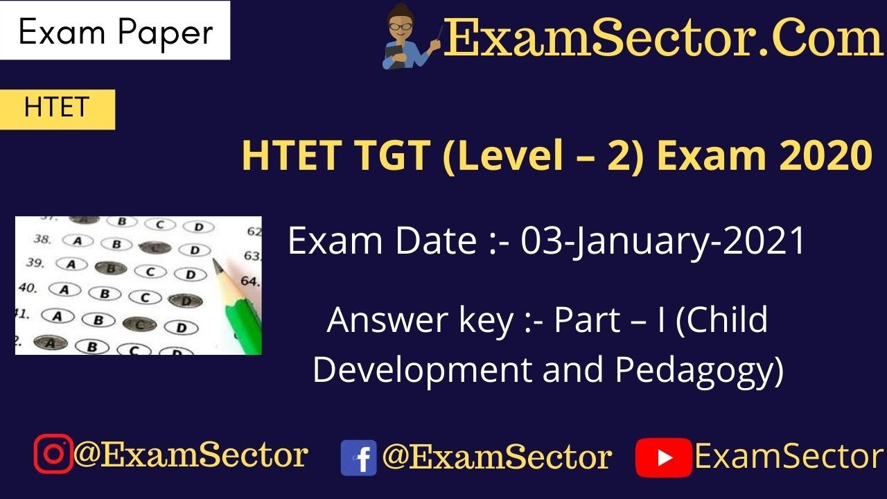 HTET TGT 3 January 2021 Question Paper Answer Key