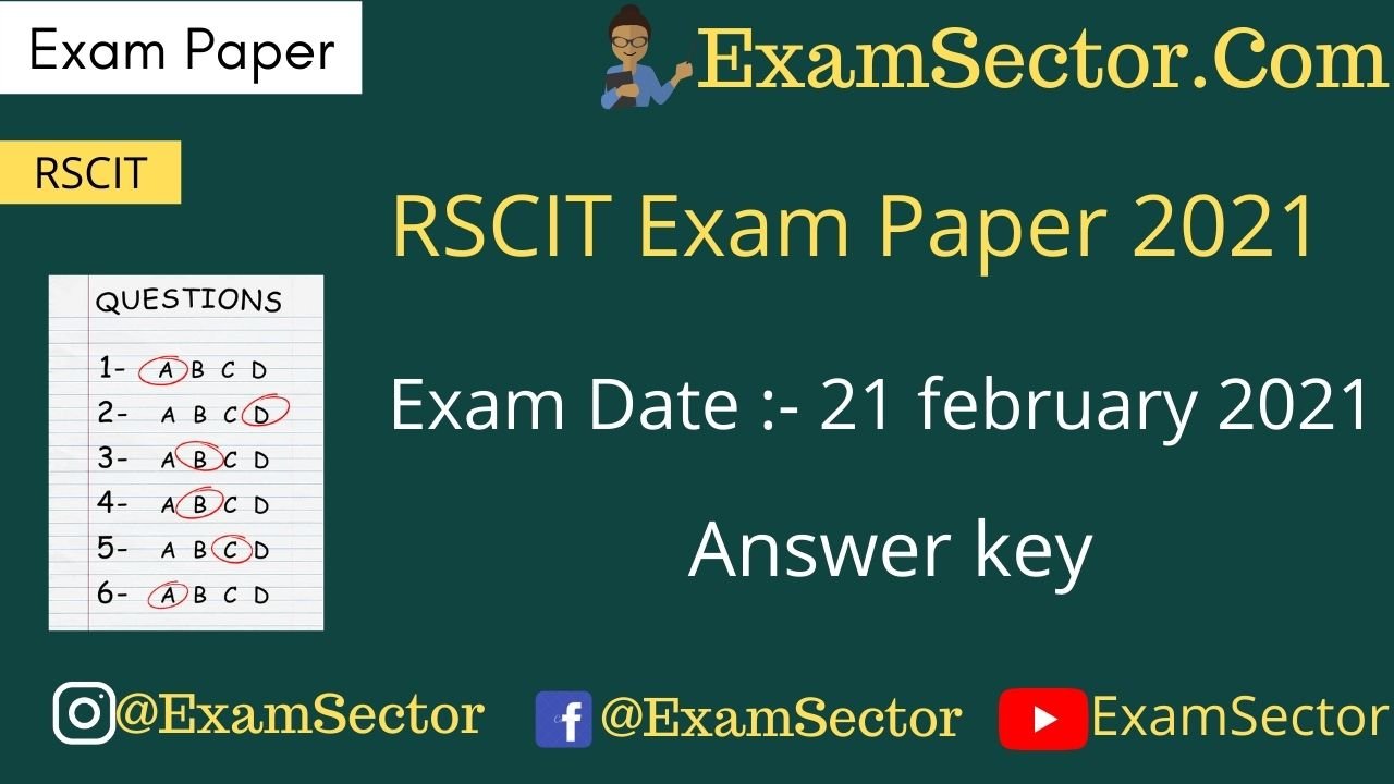 RSCIT 21 february 2021 Exam Paper Answer Key