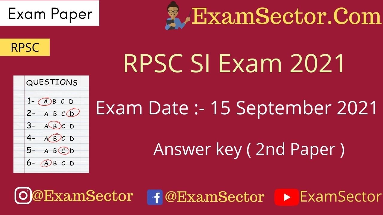 Rajasthan Si Exam Paper 2nd Gk And Gs 15 September 2021