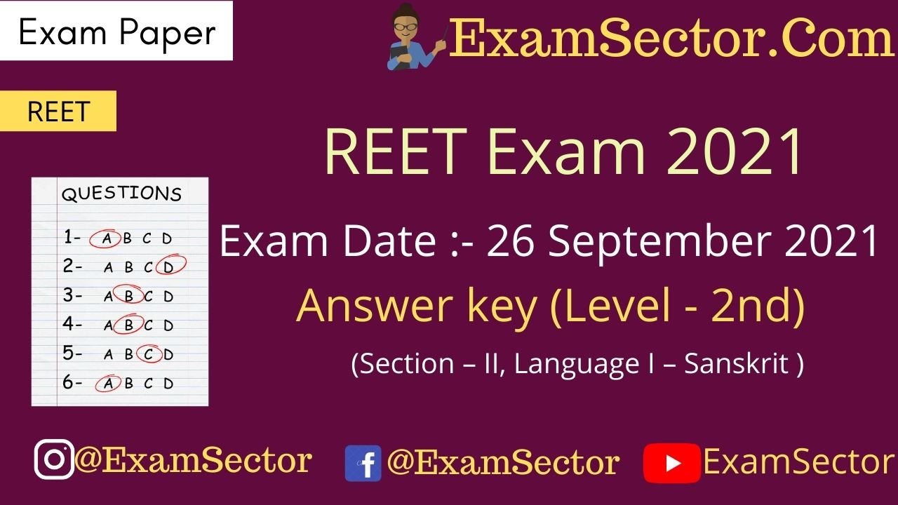 REET Level 2 Exam Paper 26 Sep 2021