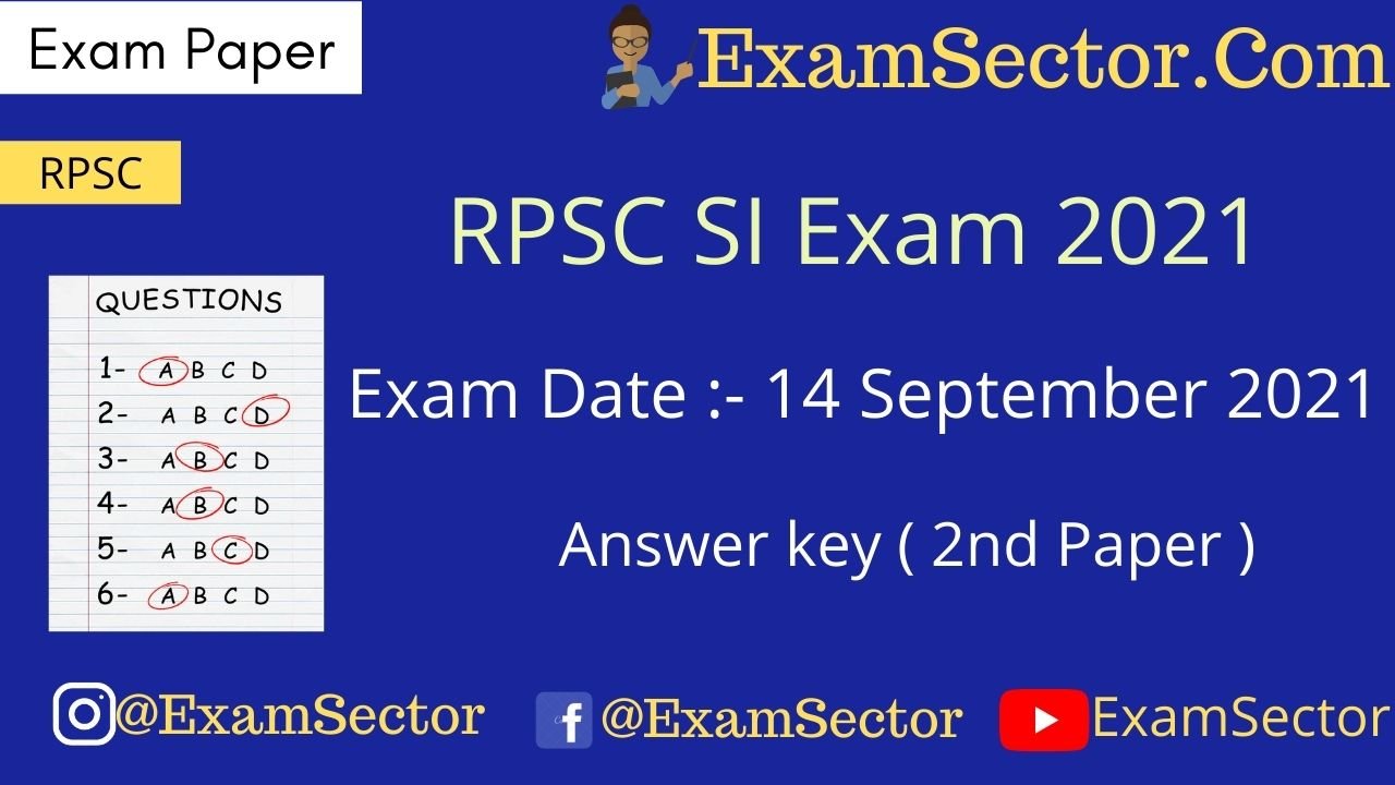 Rajasthan Si Exam Paper 2nd Gk And Gs
