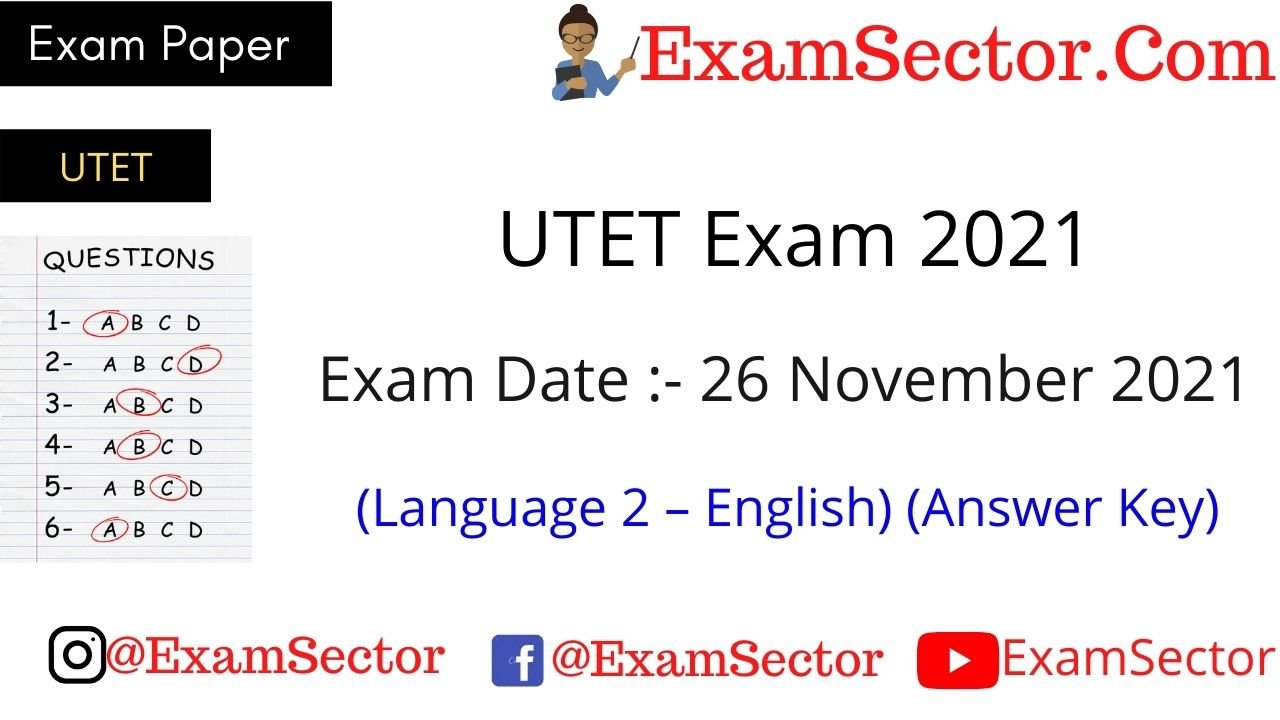 UTET Exam 26 Nov 2021 Paper – 1 (Language 2