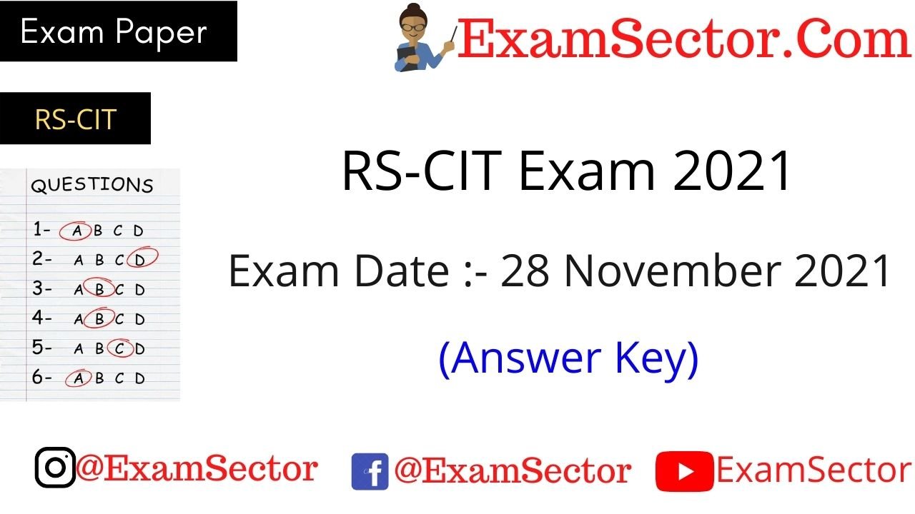RSCIT 28 November 2021 Exam Paper Answer Key