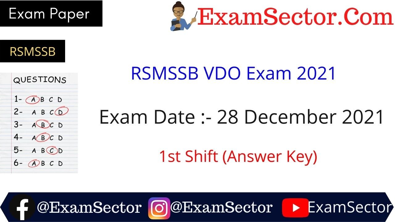 RSMSSB VDO Exam Paper 28 Dec 2021 (Morning Shift)