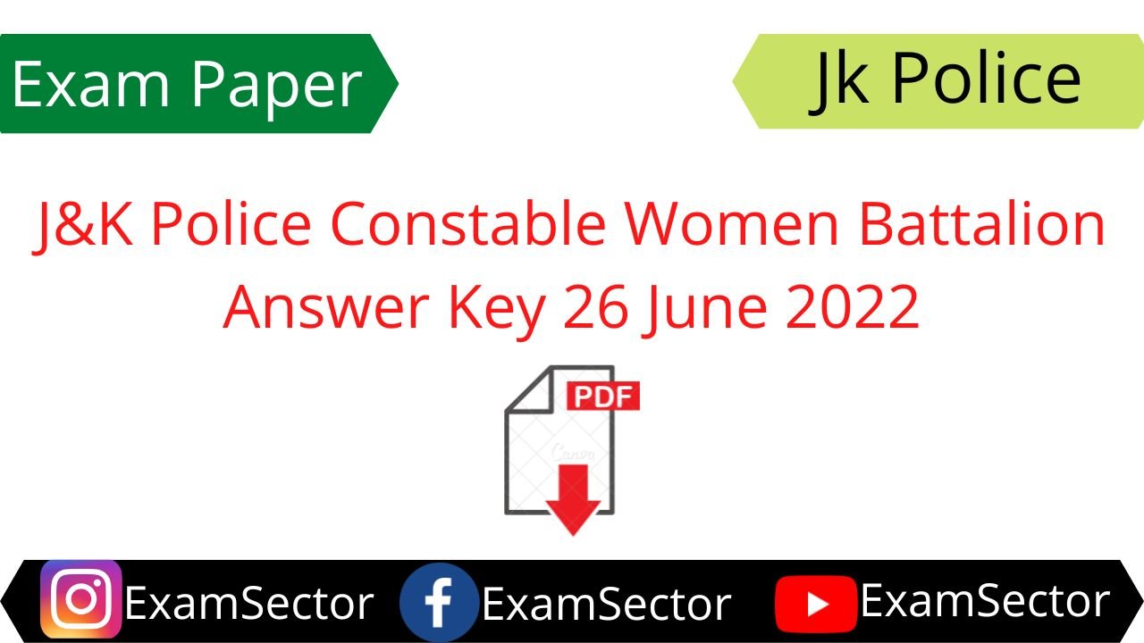 J&K Police Constable Women Battalion Answer Key