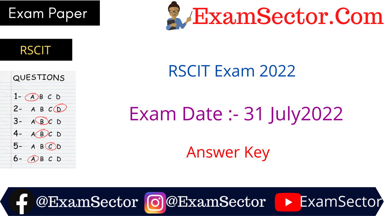 RSCIT Exam 31 July 2022 Answer Key