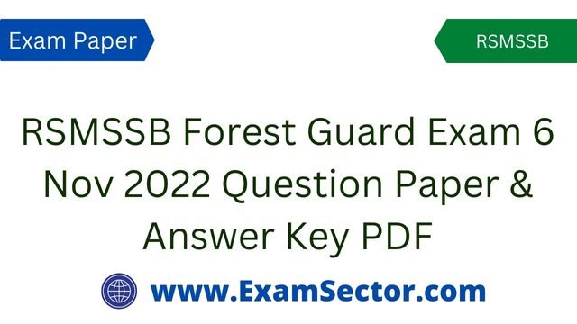RSMSSB Forest Guard Exam 6 Nov 2022 Question Paper