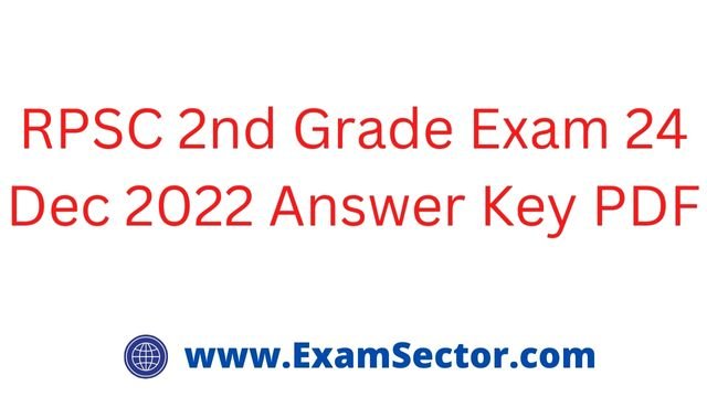 RPSC 2nd Grade Exam 24 Dec 2022 Answer Key PDF