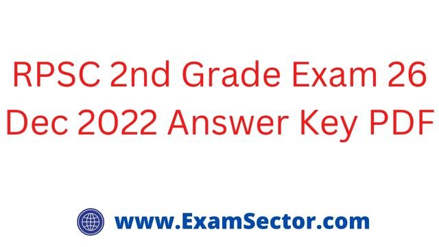 RPSC 2nd Grade Exam 26 Dec 2022 Answer Key PDF