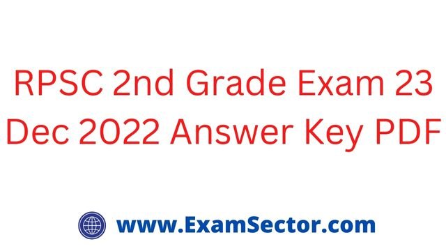 RPSC 2nd Grade Exam 23 Dec 2022 Answer Key PDF