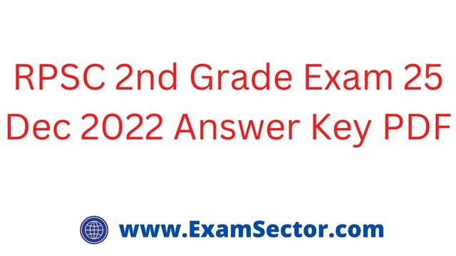 RPSC 2nd Grade Exam 25 Dec 2022 Answer Key PDF