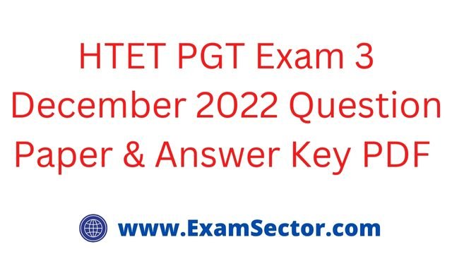 HTET PGT Exam 3 December 2022 Question Paper