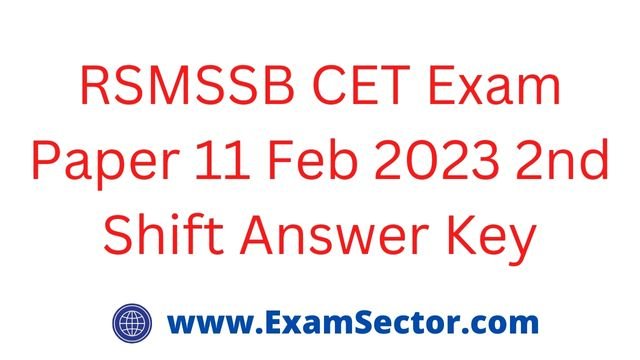 RSMSSB CET Exam Paper 11 Feb 2023 2nd Shift Answer Key