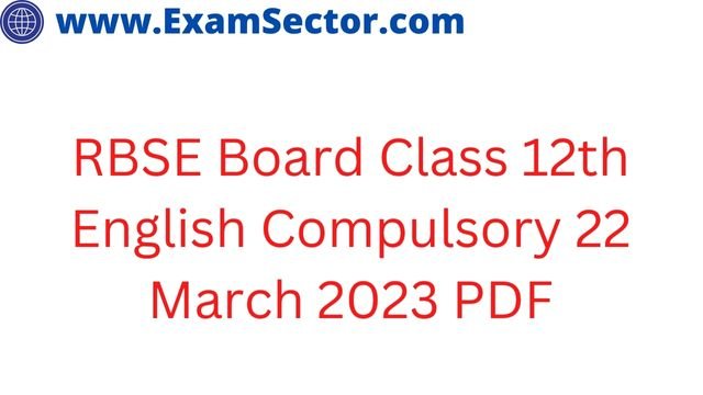 RBSE Board Class 12th English Compulsory 22 March 2023 PDF