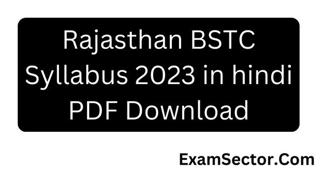 Rajasthan BSTC Syllabus 2023 in hindi PDF Download