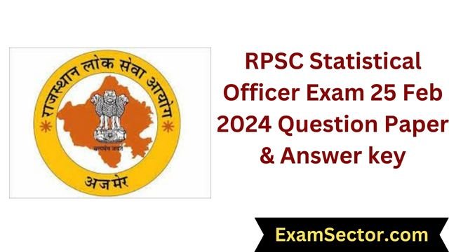 RPSC Statistical Officer Exam 25 Feb 2024 Question Paper