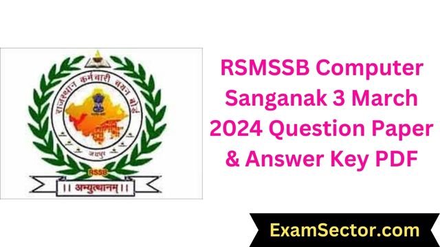 RSMSSB Computer Sanganak 3 March 2024 Question Paper
